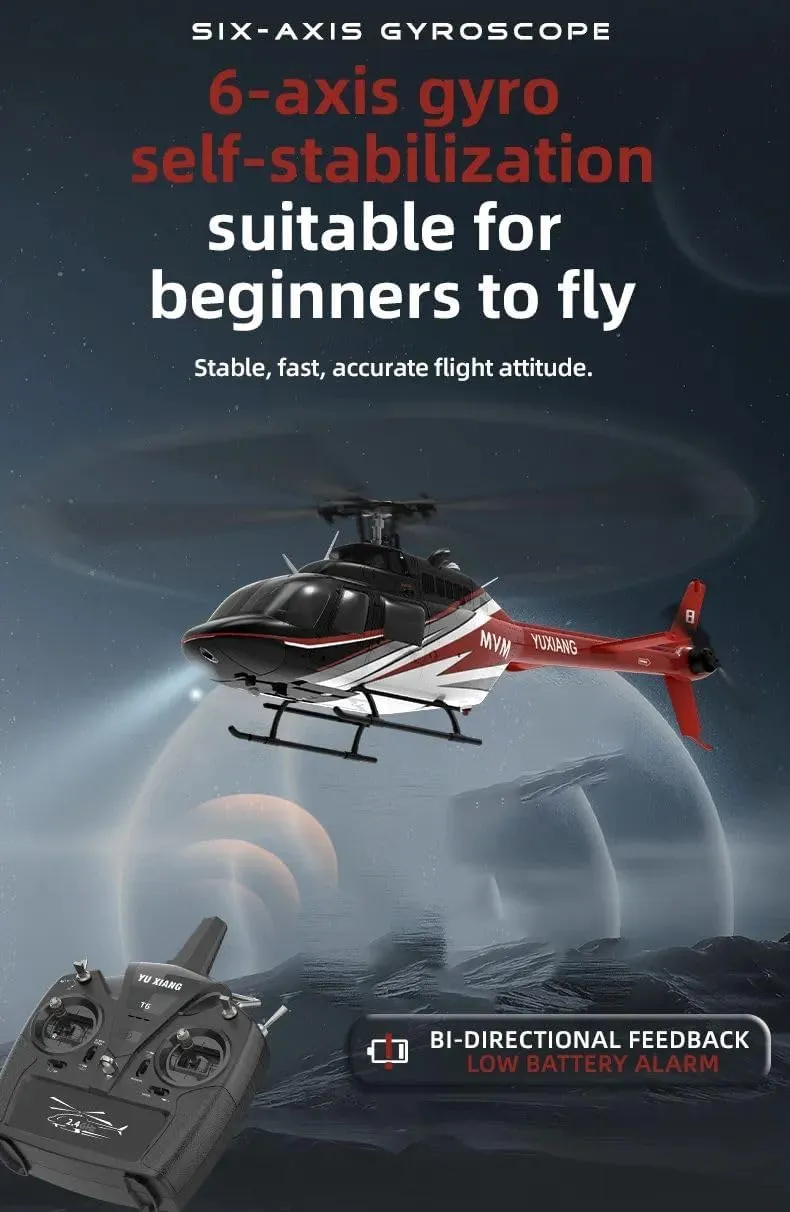 YUXIANG F08 Bell 206 RC Helicopter for Adults, 1/27 2.4G 6CH 6G/3D Brushless Direct-Drive Flybarless Advanced RTF RC Helicopter with Optical Flow Positioning - 2PCS Battery