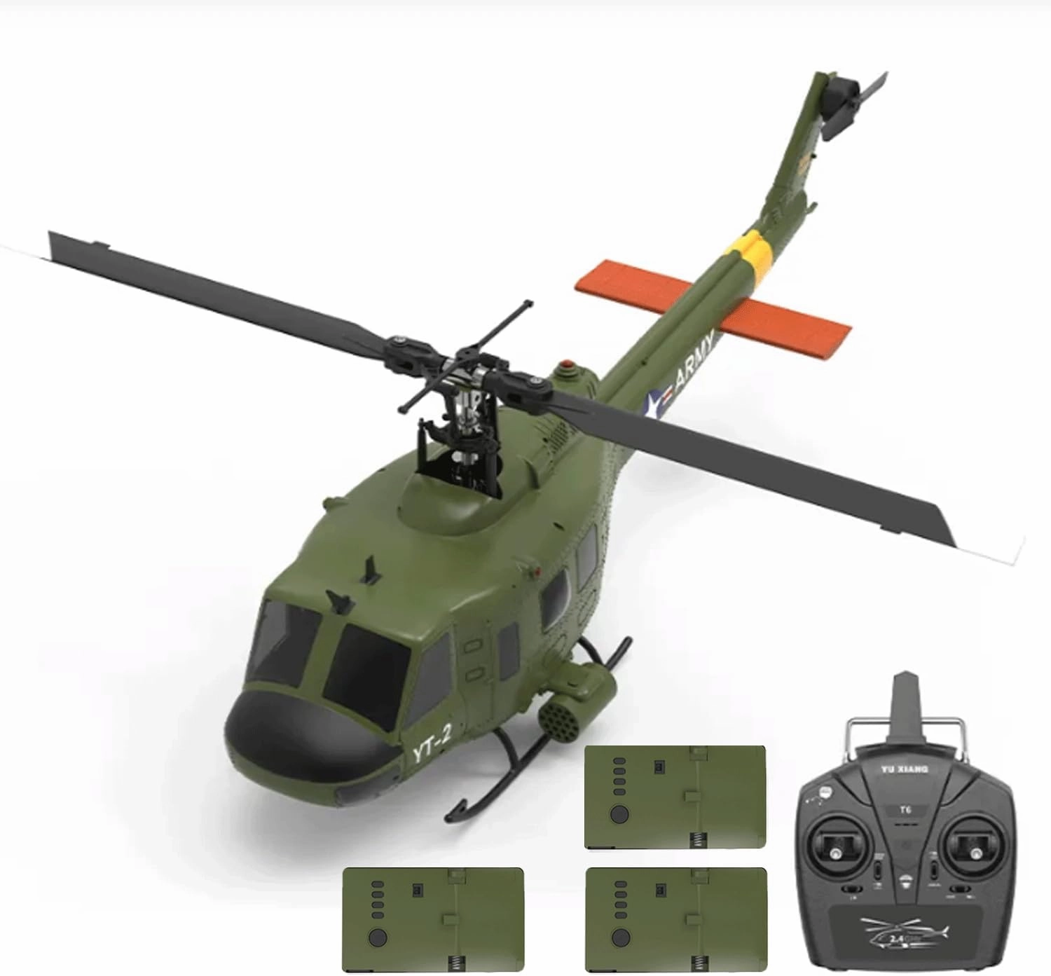 YUXIANG F07 UH-1 Huey RC Helicopter Model, 1/34 2.4G 6CH 6G/3D Brushless Direct-Drive Flybarless Military RC Aircraft for Adults Advanced Players, Optical Flow Positioning - RTF
