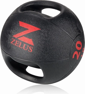 ZELUS Medicine Ball with Dual Grip| 10/20 lbs Exercise Ball |Weight Ball with Handles| Textured Grip Exercise Ball |Strength Training| Core Workouts