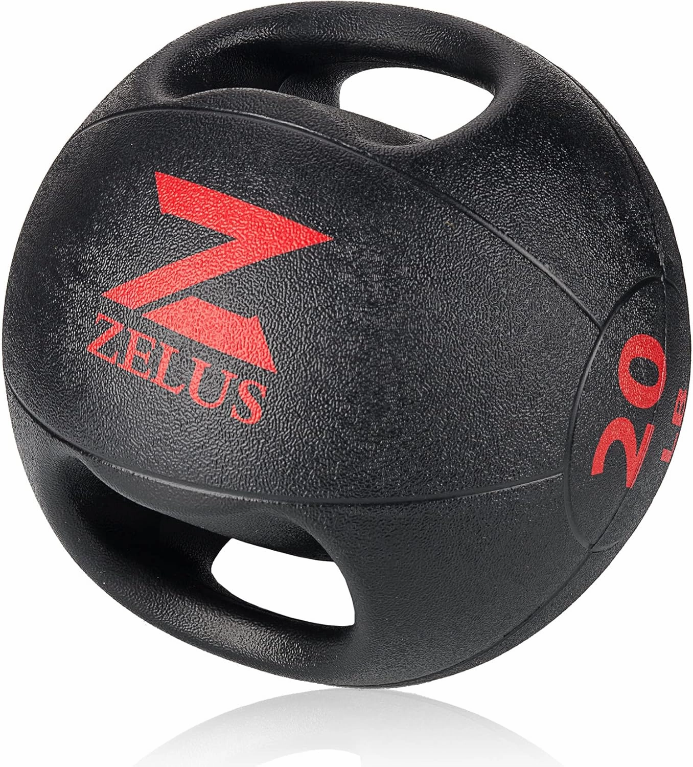 ZELUS Medicine Ball with Dual Grip| 10/20 lbs Exercise Ball |Weight Ball with Handles| Textured Grip Exercise Ball |Strength Training| Core Workouts