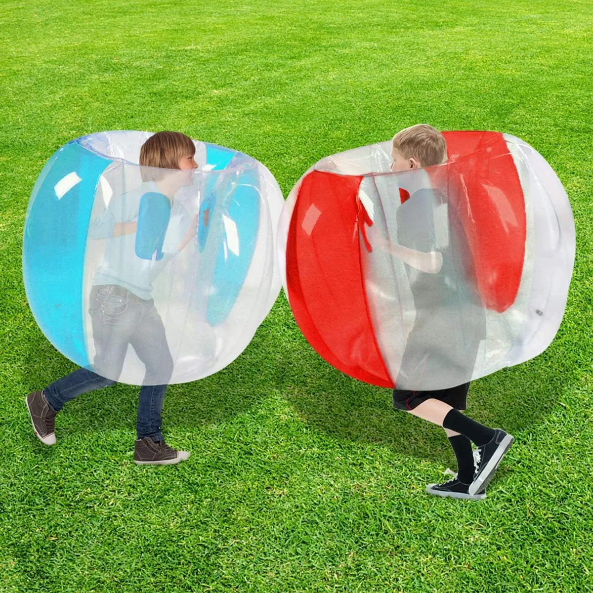 ZHUYNXIR 2 PC Sumo Ball for Kids,Inflatable Bumper Bounce Balls for Kids, Kid Sumo Ball, Lawn Game Ball for Kid Outdoor Team Gaming Play for 3  Ages (36 inch,Blue red)