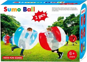 ZHUYNXIR 2 PC Sumo Ball for Kids,Inflatable Bumper Bounce Balls for Kids, Kid Sumo Ball, Lawn Game Ball for Kid Outdoor Team Gaming Play for 3  Ages (36 inch,Blue red)