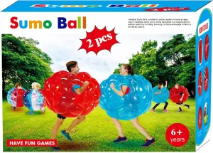 ZHUYNXIR 2 PC Sumo Balls for Kids, Kids Bumper Bounce Toys, Kid Sumo Ball, Lawn Game Ball for Child Outdoor Team Gaming Play, 36 inch, Blue red.