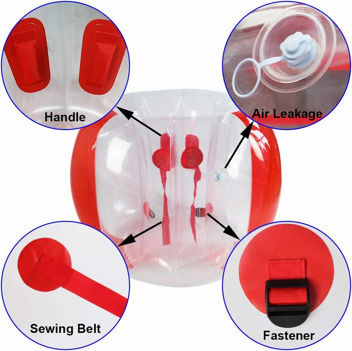 ZHUYNXIR 2 PC Sumo Ball for Adults, Bumper Bounce Balls for Kids, Inflatable Bounce Ball for Kid, Body Zorb Ball for Kids Outdoor Team Gaming Play (48 in,Red Red)