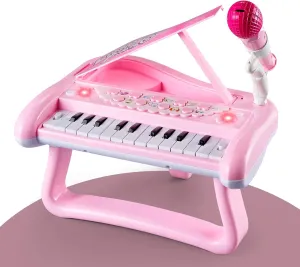 ZMZS First Birthday Toddler Piano Toys for 1 Year Old Girls, Baby Musical Keyboard 22 Keys Kids Age 1 2 3 Play Instrument with Microphone