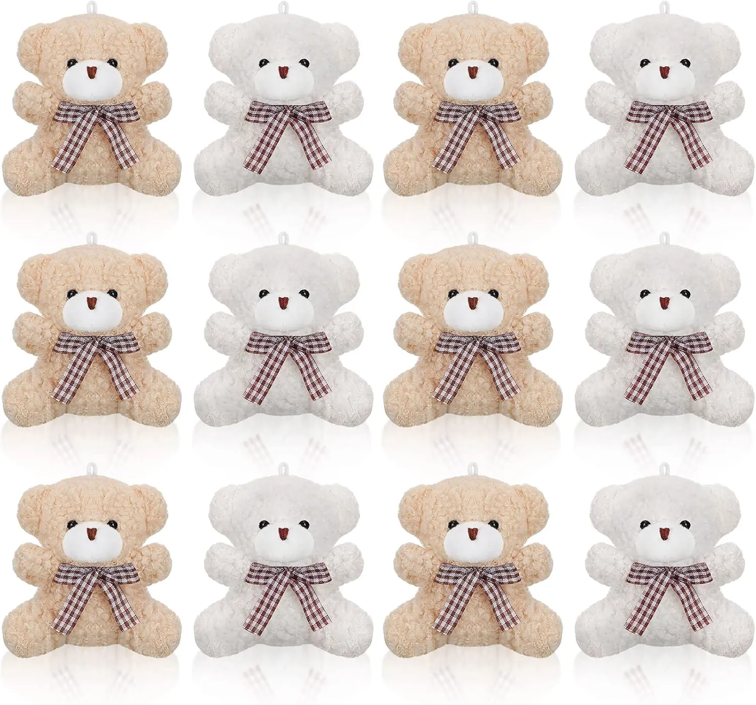 Zomiboo 12 Pcs Easter Bunny Bear Koala 4 Inch Mini Animal Plush Toys Soft Cute Dolls Sleeping and Playing Stuffed Toys Gifts for DIY Baby Shower Party(Bear,Apricot and White)