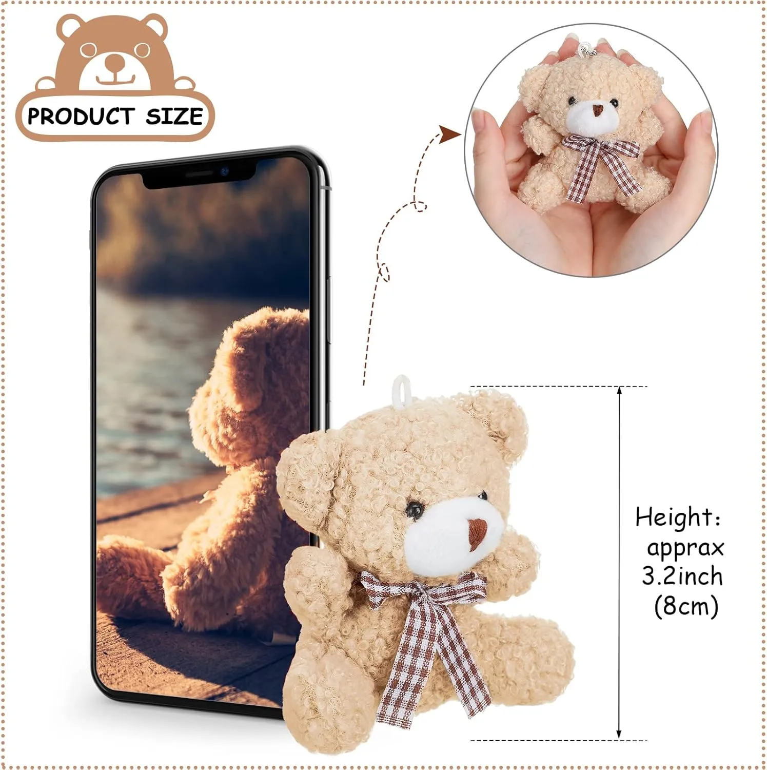 Zomiboo 12 Pcs Easter Bunny Bear Koala 4 Inch Mini Animal Plush Toys Soft Cute Dolls Sleeping and Playing Stuffed Toys Gifts for DIY Baby Shower Party(Bear,Apricot and White)