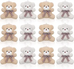 Zomiboo 12 Pcs Easter Bunny Bear Koala 4 Inch Mini Animal Plush Toys Soft Cute Dolls Sleeping and Playing Stuffed Toys Gifts for DIY Baby Shower Party(Bear,Apricot and White)