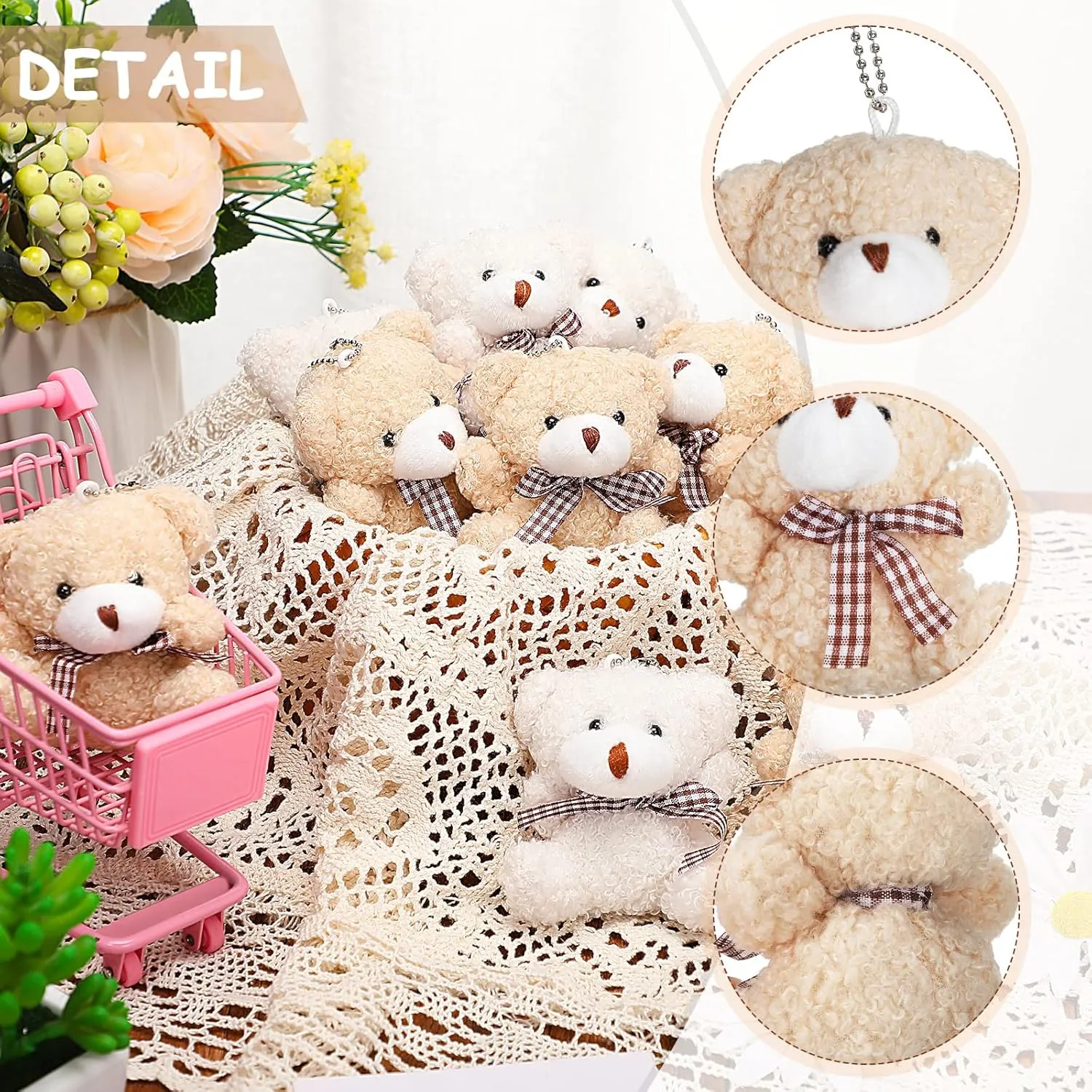 Zomiboo 12 Pcs Easter Bunny Bear Koala 4 Inch Mini Animal Plush Toys Soft Cute Dolls Sleeping and Playing Stuffed Toys Gifts for DIY Baby Shower Party(Bear,Apricot and White)